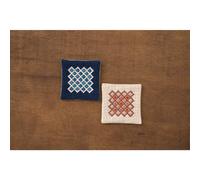 Olympus counted Kogin stitch kit "Tetohari Box Coaster B Navy / Beige, 2 pcs", 9