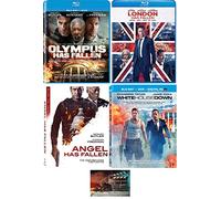 Olympus Has Fallen / London Has Fallen / Angel Has Fallen White House Down 4 Blu Ray Set with Bonus Movie Camera Art Card