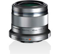 Olympus M.Zuiko Digital 45 mm F1.8 Lens, Fast Fixed Focal Length, Suitable for All MFT Cameras (Olympus OM-D & PEN Models, Panasonic G-Series), Silver