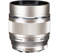Olympus M.Zuiko Digital ED 75mm f/1.8 Lens Silver - Prime Lens - Lens Mount, f/1.8