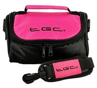 Olympus Models, PEN E-PL1s (Body Only), SZ10, SZ-30MR, XZ-1 Camera Case Bag by TGC ® with shoulder strap and Carry Handle (Hot Pink & Black)