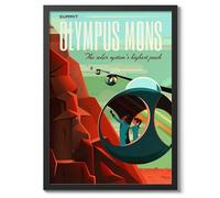 Olympus Mons Retro Nasa Space Grand Tour Travel Art Poster, Planet Travel Prints, Vintage Astronomy Home Decor, Astronaut Space Print, Archival Matte, A1 (Black Frame) - 84.1x59.4cm