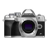 Olympus OM-D E-M10 Mark IV Micro Four Thirds System Camera, 20 MP sensor, 5-axis image stabilizer, selfie LCD screen, electronic viewfinder, 4K video, powerful AF, Wi-Fi, silver