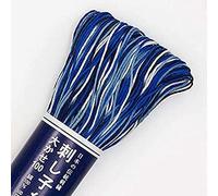 Olympus Sashiko Thread - 100m Skein - Japanese Embroidery & Quilting Thread (151-Vari-Navy-Blue-White)