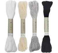 Olympus Sashiko Thread 20m(21.8yds) 4skeins Color Bundles 100% Cotton (#01,#02,#20,#28)