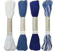 Olympus Sashiko Thread 20m(21.8yds) 4skeins Color Bundles 100% Cotton (#01,#10,#18,#52)