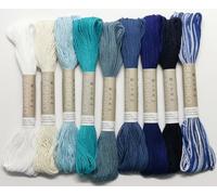 Olympus Sashiko Thread 20m(21.8yds) Bundles 100% Cotton (White and Blue 9Colors), OS-20M