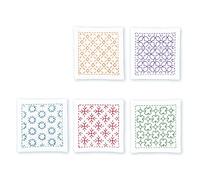 Olympus Thread Hitomezashi Sashiko Embroidery Kit Coaster White 5 Pieces Printed with Thin Sashiko Yarn Fabric