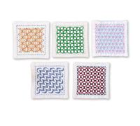 olympus Thread Kugurizashi Sashiko Embroidery Kit Coasters White Pack of 5 Printed Fabric Multicoloured