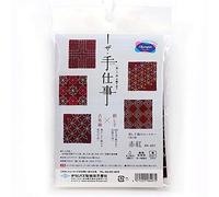 Olympus Thread Sashiko Embroidery Kit Tsumugi Coasters Deep Red Set of 5 Printed Fabric
