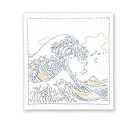 Olympus Thread Sashiko Kit - Ukiyoe 'The Great Wave Kanagawa' Pattern, Sashiko Cloth, Thread, Needle & English Instructions