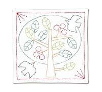 コモライフ Olympus Thread Sashiko Hana Fukin Nordic Designs Tree Fabric Printed Embroidery Kit