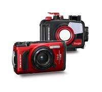 Olympus Tough TG-7 12 MP Digital Camera with F2.0 Lens and TruePic VIII Image Processor (Red) Bundle with Underwater Camera Housing for TG-6 and TG-7 Cameras (Red and Black) (2 Items)