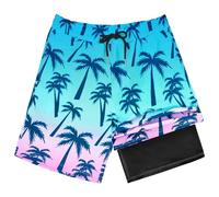 OlyPegic Boys Swim Trunks with Boxer Brief Liner Compression Boy Bathing Suit Quick Dry Beach Swimsuit Toddler Swim Shorts