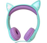 Olyre Kids Headphones, Safe 85db Volume Control Light Up Cat Ear Headphones with Sharing Port for Classroom/Travel/Homeschool, Sparkling Birthday Gifts for Girls & Boys - Green/Purple