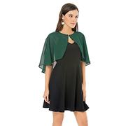 olyrjie Soft Chiffon Lace Shawls Wraps for Evening Dress Wedding Cape Cover Up for Women, Chiffon Dark Green, One Size