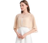 olyrjie Womens Shawls and Wraps for Evening Dress Chiffon Shawl Cape Wedding Guest Bridesmaid Capelets Scarves, Champagne, One Size