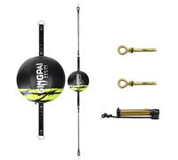 OLYSPM Double End Bag,Speed Bag,PU Leather Speed Ball with Latex Bladder,Boxing Ball with 2 Elasticated Ropes,1 Pump,1 Inflation Needle,2 Bolts for MMA,Boxing,Grappling