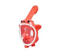OLYSPM Snorkel Mask, Full Face, Kids, Anti-Fog, Anti-Leak, 180° Panoramic View, Snorkeling Mask with Water Jet, Orange, PC Lens, Adjustable Strap, Snorkeling Set, Unisex, Kids