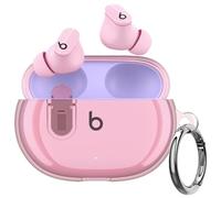 Olytop Case for Beats Studio Buds/Buds Plus, Soft Transparent TPU Protective Cover Skin with Keychain, Pink - Protects During Travel, Wireless Charging, Everyday Use