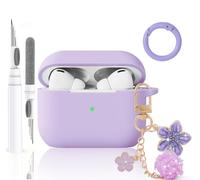 Olytop Cute Airpods Pro 3 Case Cover for Girl Women, Compatible Airpod Pro 3rd Generation with Flower Keychain&Cleaning Pen, Soft Silicone Protective Skin for Apple iPod Pro 3 Gen, Purple