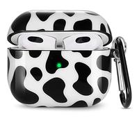 Olytop for Airpods 4 Gen Case 2024, Cute Cow Airpods 4th Generation Protective Hard Skin Women Girl with Keychain for Apple iPod Pro 4 Gen Case- Black Cow