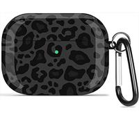 Olytop for Airpods Pro 2nd/1st Generation Case Leopard 2019/2022/2023, Cute Air pods Pro Protective Printed Hard Skin Women Girl for Apple Airpod Pro 2/1 Gen Case with Keychain - Black/Grey Leopard