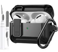 Olytop for Airpods Pro 3 Case with Lock Clip, Rugged Apple Airpods Pro 3rd Generation Cover 2025 Men Women, Armor Shockproof iPod Pro3 Gen Protective Hard Shell with Carabiner&Cleaner kit, Black