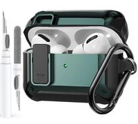 Olytop for Airpods Pro 3 Case with Lock Clip, Rugged Apple Airpods Pro 3rd Generation Cover 2025 Men Women, Armor Shockproof iPod Pro3 Gen Protective Hard Shell with Carabiner&Cleaner kit,Black/Green