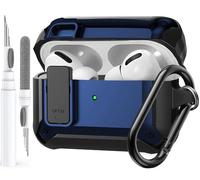 Olytop for Airpods Pro 3 Case with Lock Clip, Rugged Apple Airpods Pro 3rd Generation Cover 2025 Men Women, Armor Shockproof iPod Pro3 Gen Protective Hard Shell with Carabiner&Cleaner kit, Black/Blue