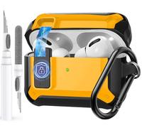 Olytop for Airpods Pro 3 Case with Magnetic Automatic Lock, Rugged Apple Airpods Pro 3rd Generation Cover 2025, Armor Shockproof iPod Pro3 Gen Protective Shell with Carabiner&Cleaner kit,Black/Yellow
