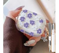 Olytop for Cute Airpods Pro 3 Case Clear, Soft TPU Flower Air Pods Pro 3rd Generation Cover Protective Skin Girl Women with Floral Keychain for iPod Pro 3 Gen 2025 - Purple