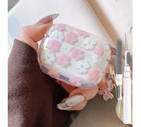 Olytop for Cute Airpods Pro 3 Case Clear, Soft TPU Flower Air Pods Pro 3rd Generation Cover Protective Skin Girl Women with Floral Keychain for iPod Pro 3 Gen 2025 - Pink