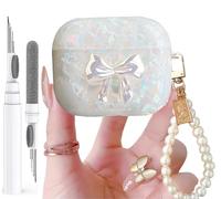 Olytop for Cute Glitter Airpods 3rd Generation Case with Cleaner Pen, Shell Pattern Bow Airpods 3 Gen Cover Protective Skin Girl Women with Luxury Pearl Keychian for Apple iPod 3rd Gen - Bow