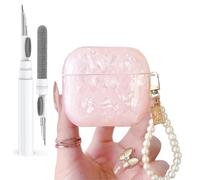 Olytop for Cute Glitter Airpods 4 Case 2024 with Cleaner Pen, Shell Pattern Apple Airpods iPod 4th Generation Case Cover Protective Skin Girl Women with Luxury Pearl Keychain, Pink