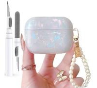 Olytop for Cute Glitter Airpods Pro 3 Case 2025 with Cleaner Pen, Shell Pattern Apple Airpod iPod Pro 3rd Generation Cover Protective Skin Girl Women with Luxury Pearl Keychain, Colorful