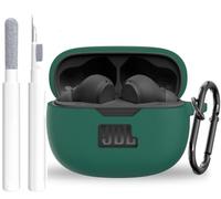 Olytop Silicone Case Cover for JBL Vibe Beam/Vibe Beam 2/Vibe 200TWS, Shockproof Anti-Scratch Protective Shell with Visible Logo, Comes with Carabiner & Cleaning Tool Kit, Green