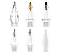 Olytra 6 Pack Replacement Tips for Apple Pencil Pro, USB-C, 1st & 2nd Gen | Six Tip Styles for Notes and Drawing: 2H, 4B, Long Precision, Ball, Spring-Loaded and Air-cushion, Plus Case
