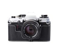 OM-10/20/30 Vintage Genuine Leather Camera Case, Half-Wrap Genuine Leather Camera Protector for Olympus OM-10/20/30 (Black-White line)