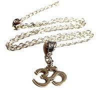 Om Aum Omm Omn Symbol Necklace On A 24'' Sterling Silver Plated Chain Pendant Hindu Buddhist Seikh Necklace
