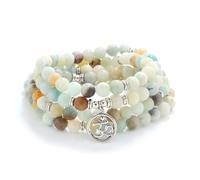 Om Mala Beads 108 Meditation Mantra Necklace Bracelet for Men or Women Prayer (Amazonite)
