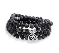 Om Mala Beads 108 Meditation Mantra Necklace Bracelet for Men or Women Prayer, Gemstone Stone, No Gemstone