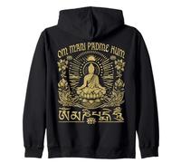 Om Mani Padme Hum Lotus Flower Sun Buddhist Compassion Zip Hoodie
