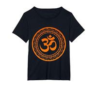 Om Ohm Aum Buddhism Symbol Yoga Sanskrit T-Shirt, Women's Plus, Black, 2X