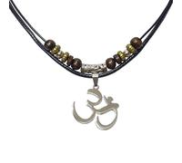 Om Ohm Sanskrit Symbol Yoga Charm Om Symbol Luminous Necklace Chakra Healing Energy Necklace Meditation Jewelry Stainless Steel ,Brass Pendant Necklace Wood Beaded with Adjustable Black Cord Mens