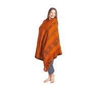 Om Shanti Crafts Meditation Shawl or Blanket, Exotic Shawl/Wrap, Oversize Scarf or Stole. Unisex, Orange, 7' X 3.5'