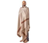 Om Shanti Crafts Soft Premium Wool Blend Meditation Shawl - Large Unisex Prayer Wrap, Oversize Scarf & Versatile Blanket, Light Brown, 8'x4'