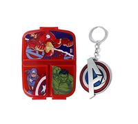 OM SUPPLIES Avengers Reusable Sandwich Lunch Box 3 Multi Compartment Kids Children School Includes Avengers Keychain (Avengers)