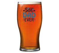 OM SUPPLIES Best Dad Ever Tulip Pint Beer Glass Father’s Day Birthday Christmas Drinking Glass Double Side Print Glass (Design 1)