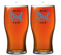 OM SUPPLIES Best Dad Ever Tulip Pint Beer Glass Father’s Day Birthday Christmas Drinking Glass Double Side Print Glass (Design 2)